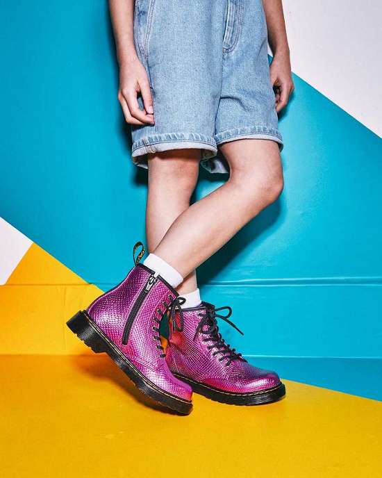 Botines Dr. Martens 1460 Reptile Emboss Niña Morados MX-36891